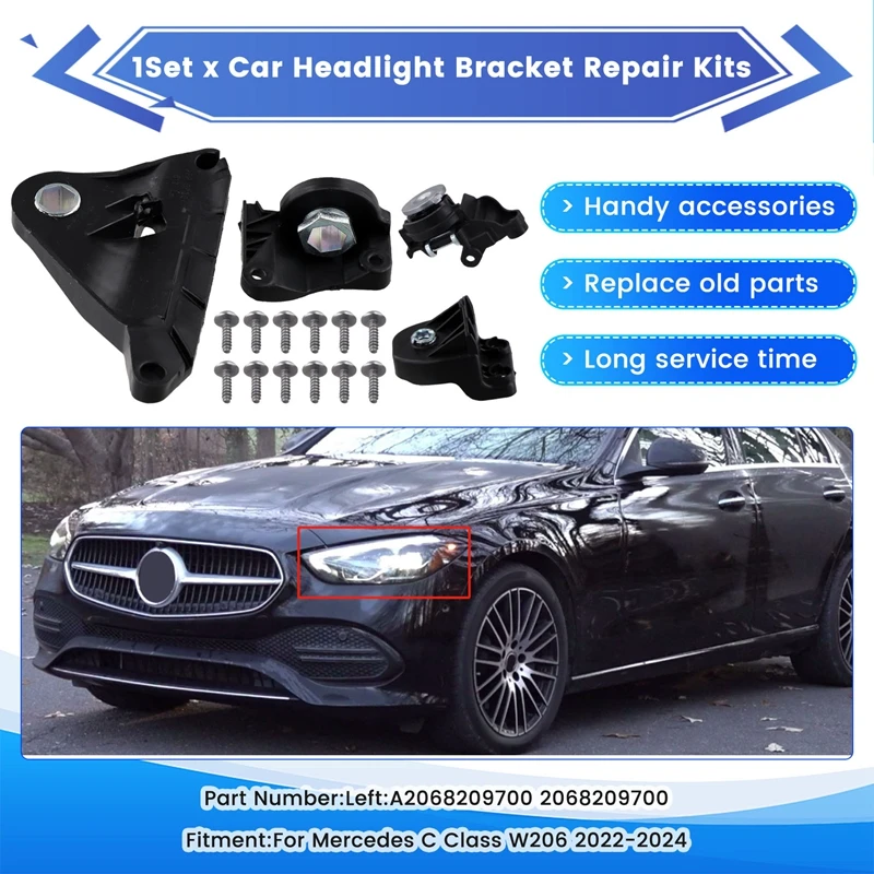 

Durable Car Front Headlight Repair Bracket Kits For C Class W206 2022-2024 Headlamp Fixed Claw