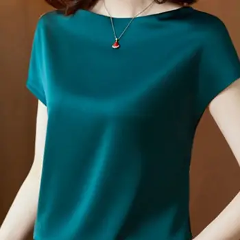 2024 ZANZEA 우아한 반팔 블라우스, 새틴 셔츠, 세련된 OL 작업 셔츠, 여성 파티 블라우스, 튜닉 슈미즈, 여름 패션