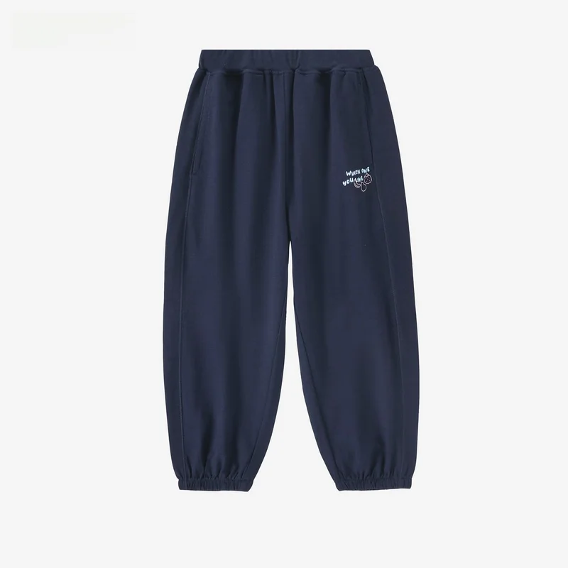 pantalon-long-decontracte-d'ete-pour-filles-couleur-bleue-design-simple-confortable-en-fibre-de-polyester-pour-enfants
