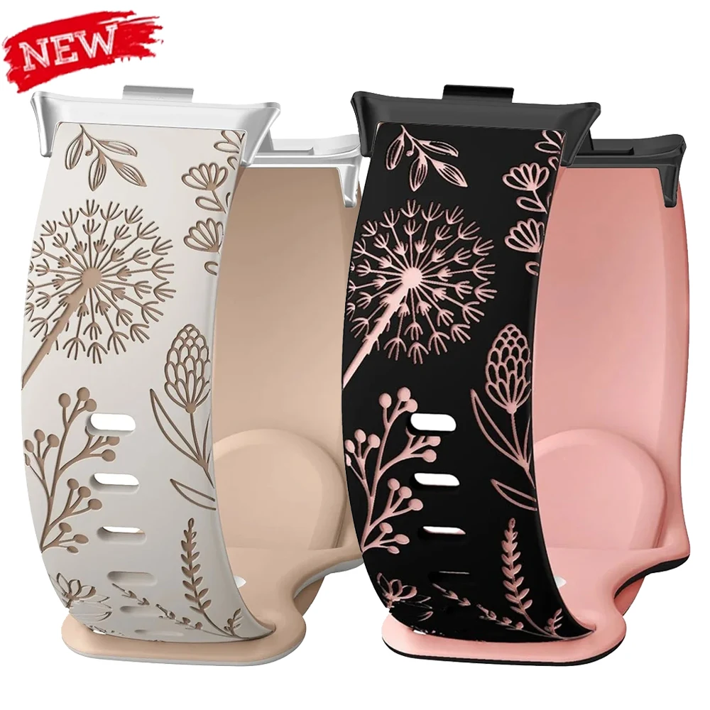 Floral Engraved Band for Redmi Watch 6/5/4 Strap Silicone Carvings Bands for Xiaomi MiBand 9pro 8pro Smartwatch Bracelet Correas