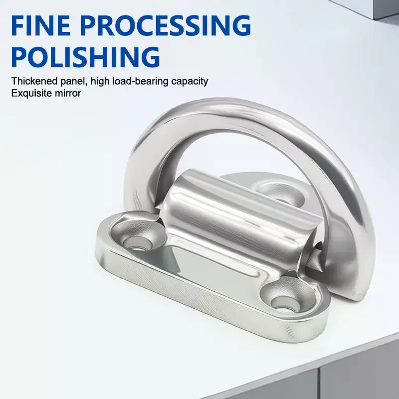 316 Stainless Steel Boat Deck Folding Pad Eye Lashing D Ring Rustproof for Kayak Canoe Marine Hardware