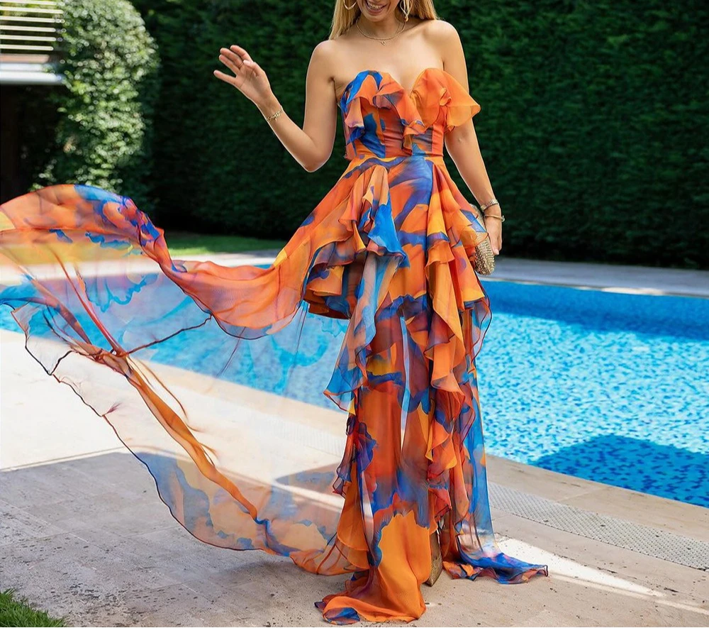 Women Floral Ruffle One Piece Swimsuit Swimwear Bathing Suit Swimming Costume Swimdress Beach Holiday Summer vacation Beachdress