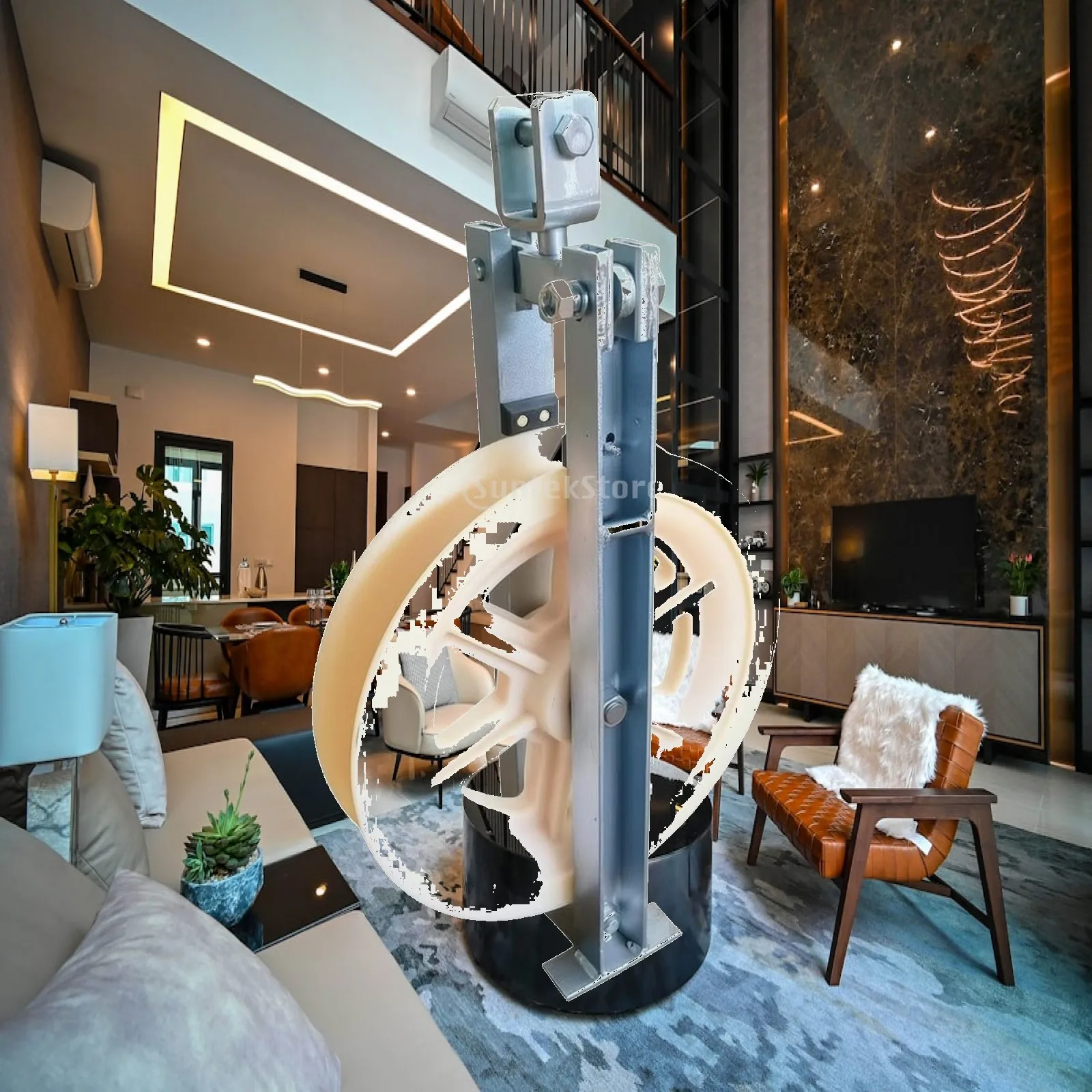 Cable Payout Trolley Wheel with Nylon Grooved Roller for Fiber Optic Lines Metal Frame with Hanging Connector for Flexible Setup