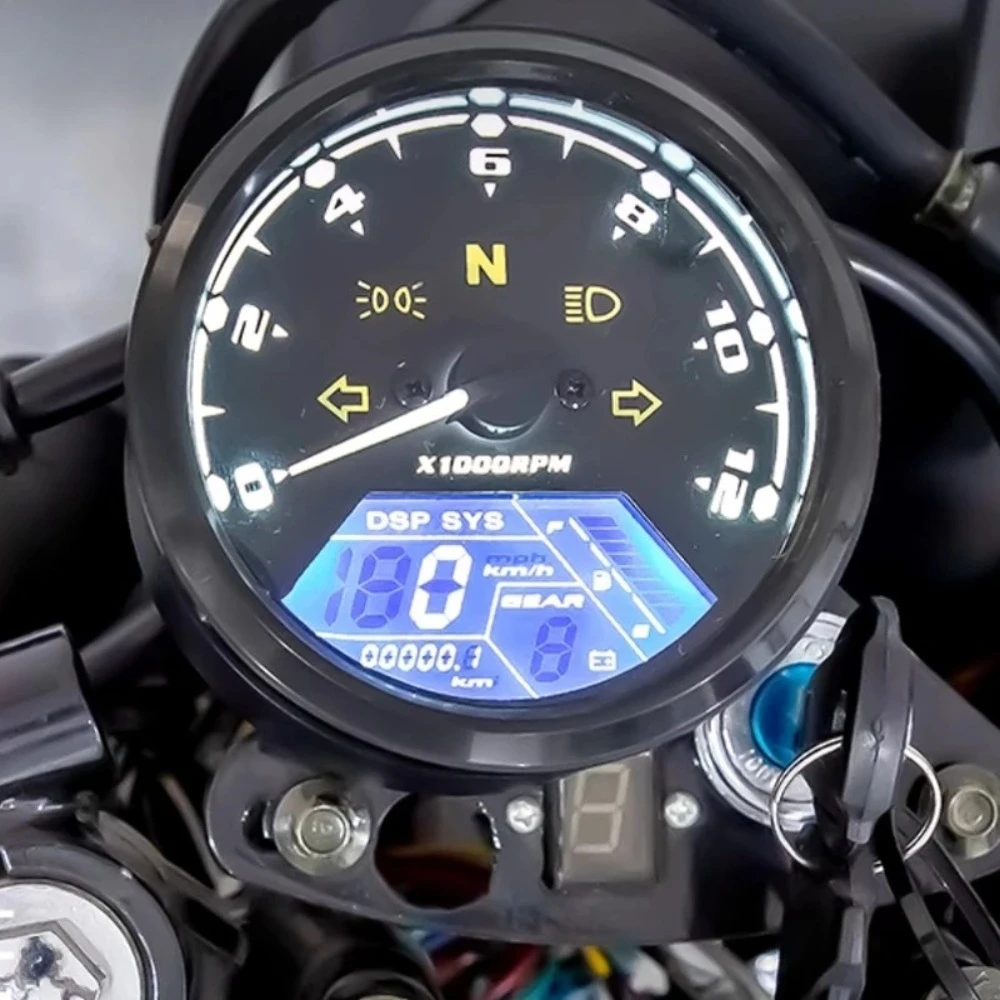 Universal Motorcycle Meter Speedometer Digital Odometer 12000RPM Kmh/mph LCD with Gear Indicator Digital Panel for Honda Yamaha