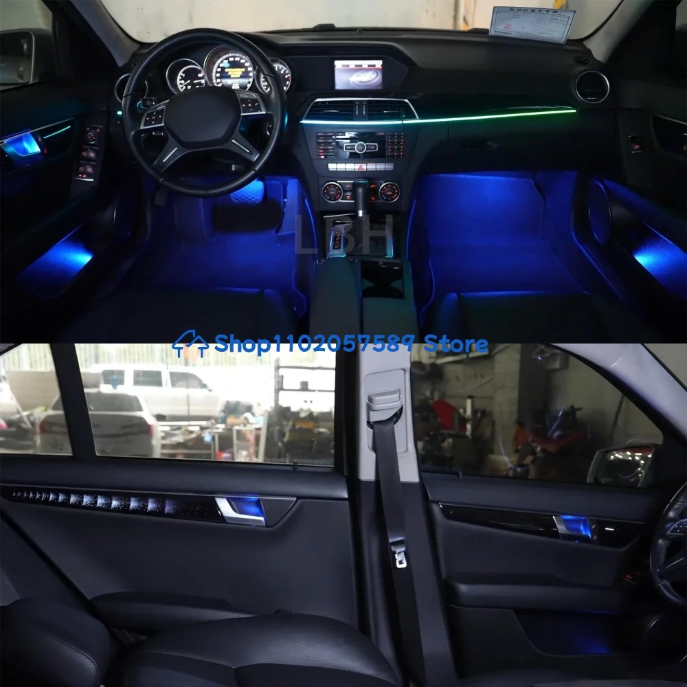 F‌or Mercedes C-Class W204 2010-2014  Car Dashboard Doors Handle Storage Boxes Foot Socket Interior Ambient Ligh
