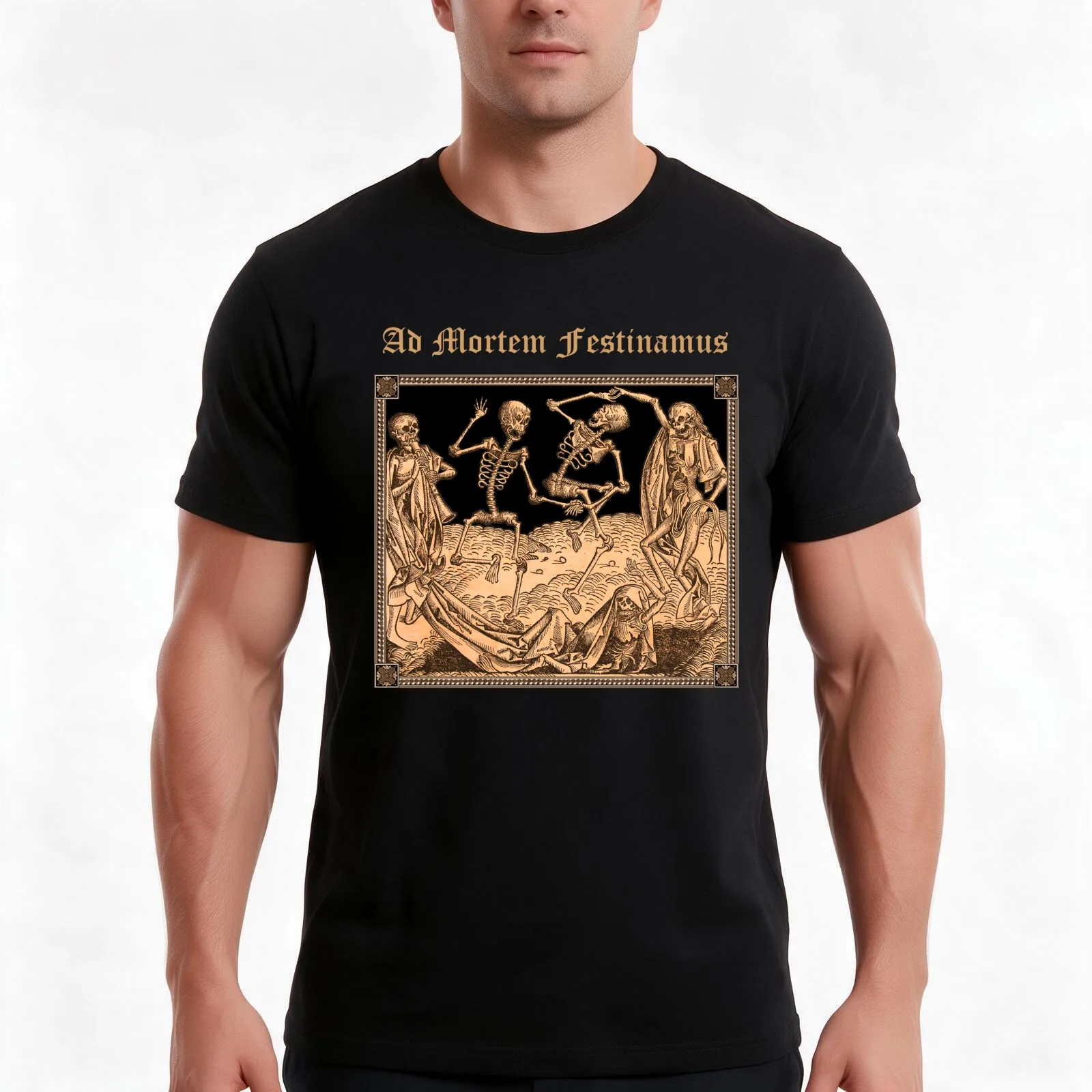 Danse Macabre T-Shirt, Summer Casual Cotton Tee, Oversized Streetwear Tops, Vintage Graphic Print, Loose Fit Short Sleeve