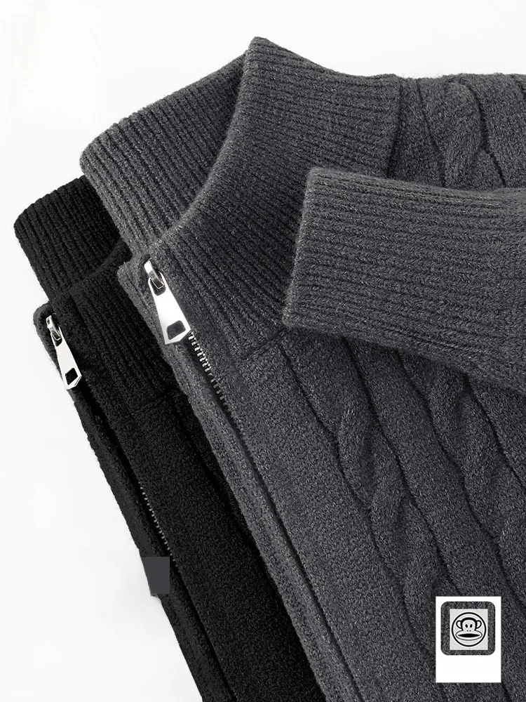 

Double Zipper Knitted Sweater Men's Casual Soft Loose Fit Faionable Open Cardigan Autumn Wear Comfortable Breath...