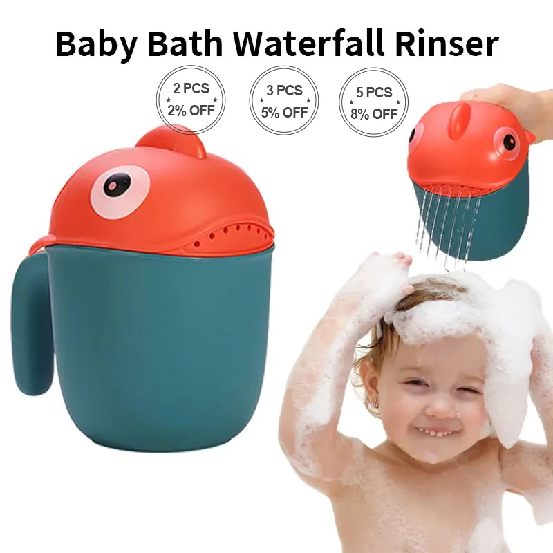 Baby Bath Waterfall Rinser Cartoon Kids Bath Shampoo Cup Multi-Function Shower Spoons Shampoo Shower Toys for Children Washing