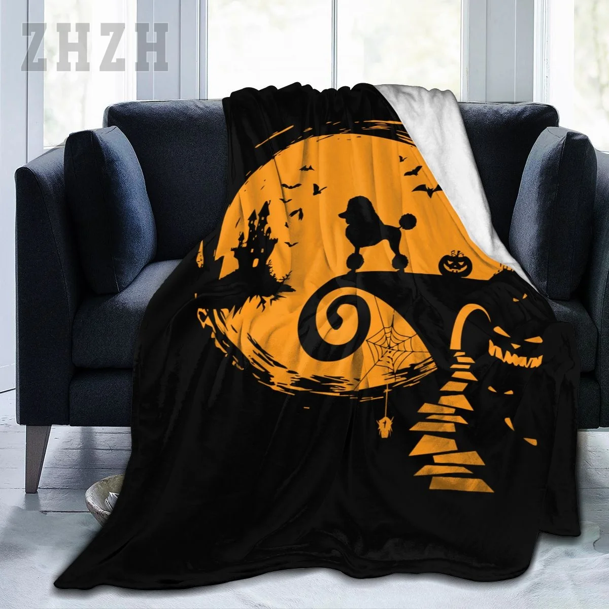 Blanket Poodle Dog And Moon Halloween Costume Dog Lover Flannel Multifunction Outdoor Camping Sofa Cover Keep Warm