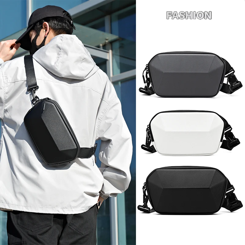 Waterproof Riding Crossbody Bags for Men Fashion Solid Color Business Chest Packs Travel Storage Fanny Pack Waist Bag