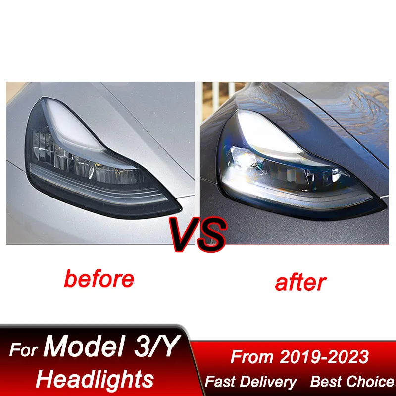 Car Headlights For Tesla Model 3 Model Y 19-23 new style LED Auto Headlamp Assembly Upgrade Projector Lens Accessories Kit