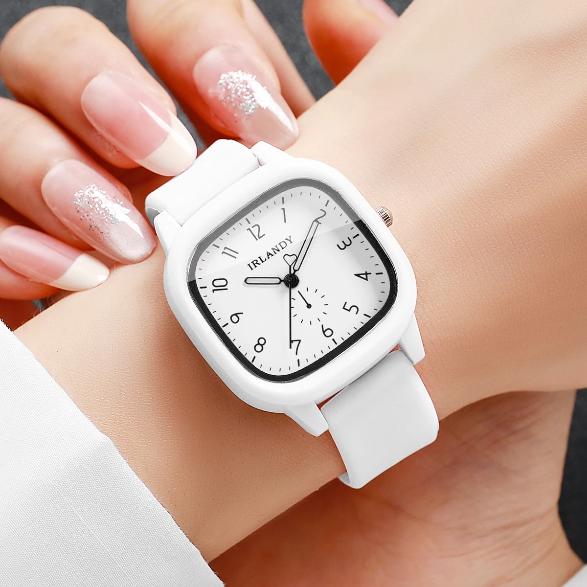 Fashion Women Silicone Quartz Watch Square Dial Casual Wristwatch for Girls Students Simple Sport Clock Reloj Mujer(Without Box)