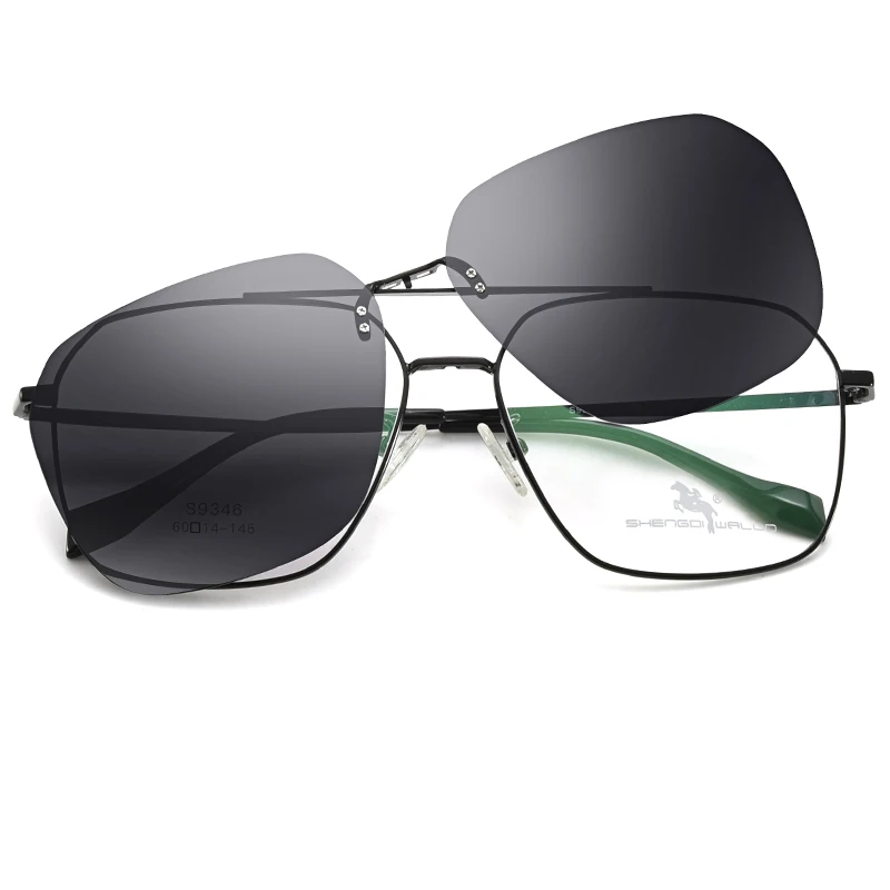 2022 Retro Alloy Optical Eyeglass Frame Clip On Sunglasses Men Women Double Layer Prescription Eyewear Polarized Glasses UV400