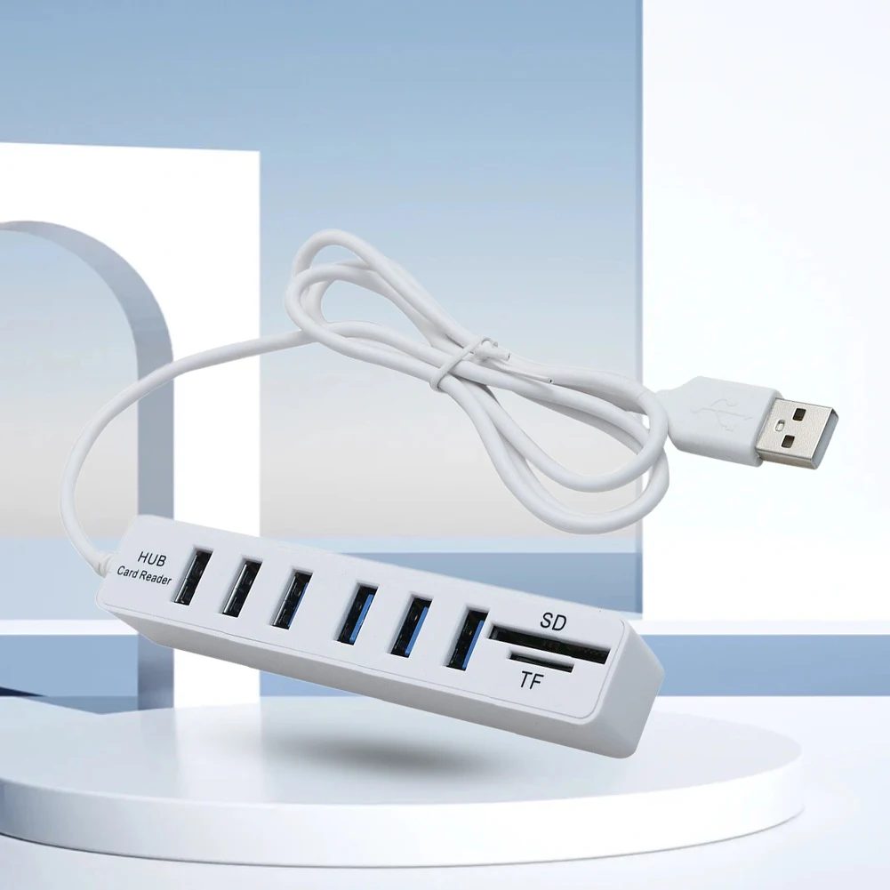 USB 6 Port Extension Hub High Speed Transmission Memory TF Docking Station Plug and Play USB 2.0 for Laptop Computer PC