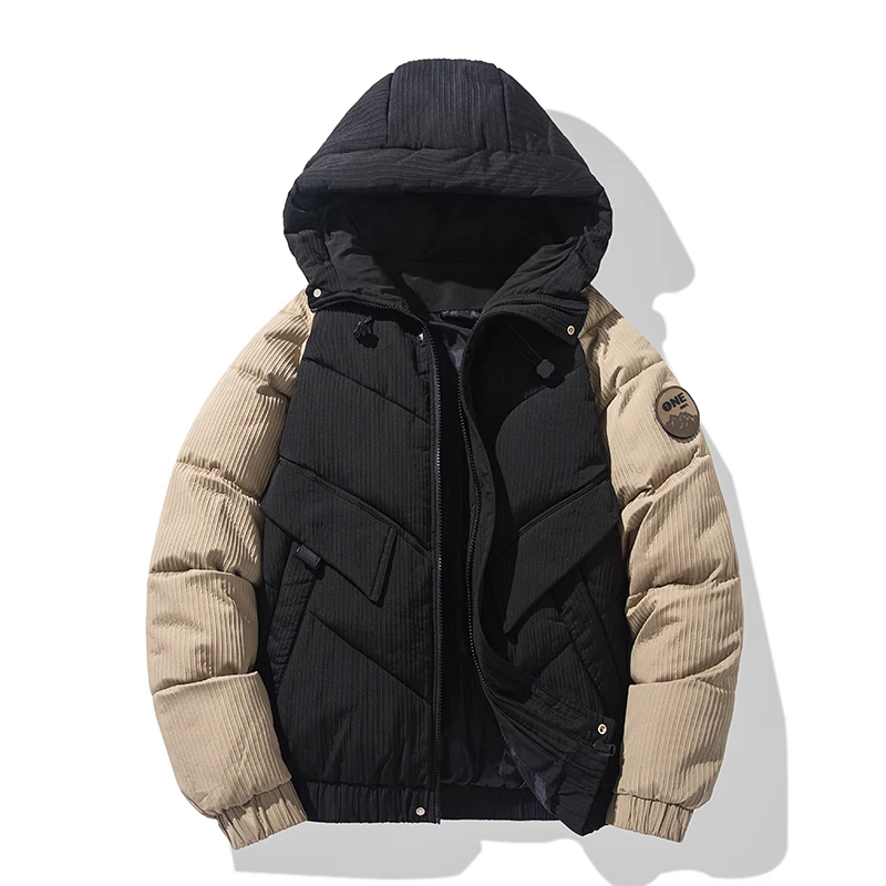 

Men Snow Windproof Down Coats Thickened Parkas Jacket Coat Men Outwear Brand Casual Hat Waterproof Thick Fleece Slim Parka Men