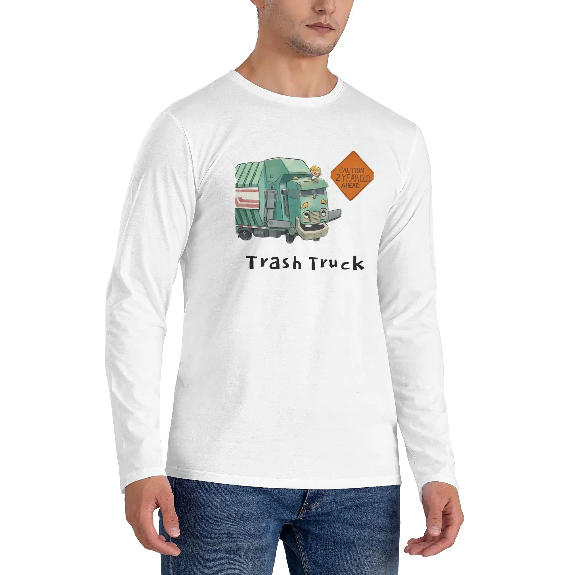 

Trash Truck cartoon Netflix Men's Long Sleeved T-shirt Breathable Round Neck T shirts Spring and Autumn Men tops