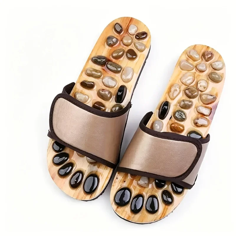 Brown Serpentine Massage Acupressure Foot Acupoint Design Slippers Promote Blood Circulation Reduce Aid Sleep Women Shoes