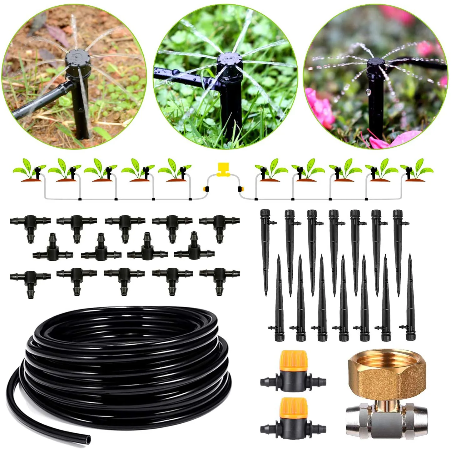 

Garden Lawn Grass Greenhouse 92FT Water Dripping Irrigation Kit Watering System