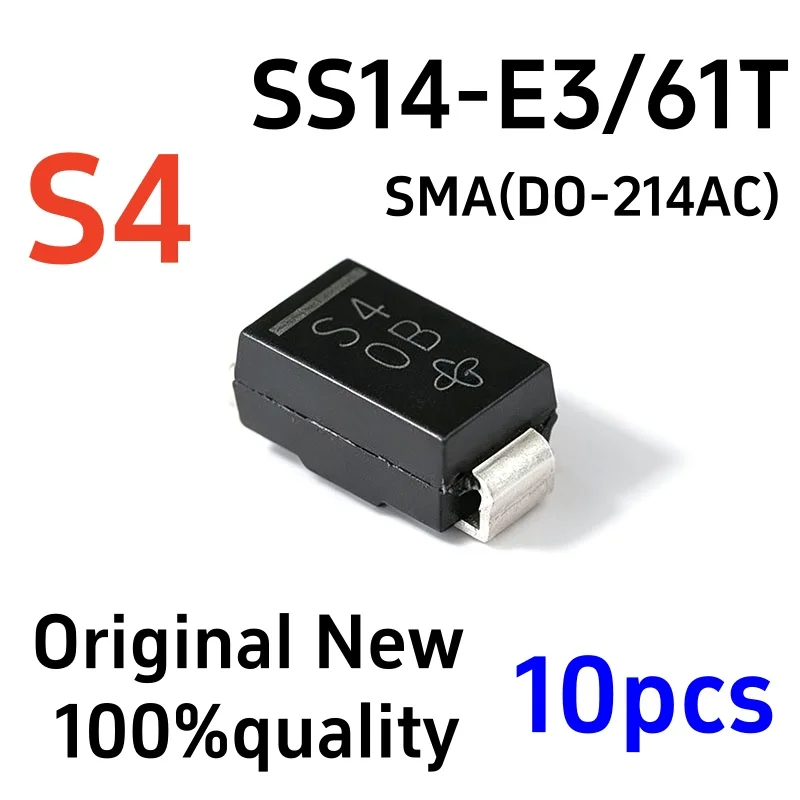 10pcs SMD SS14-E3/61T SS14 S4 SMA (DO-214AC) Schottky Diodes, 100% brand new and original authentic