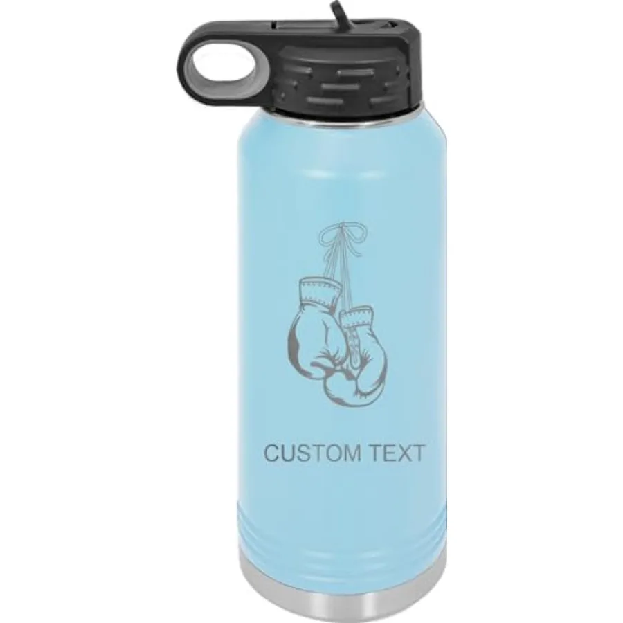 Boxing Gloves, Personalized Custom Engraved Double Wall Vacuum Hot/Cold Drinks Insulated Stainless Steel Boys/Girls Sports Team