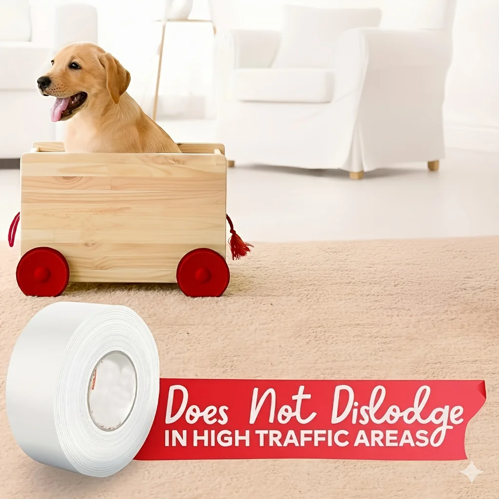 Heavy Duty Double Sided Carpet Tape Residue Free Removable Rug Tape for Hardwood Floor Laminate Area Rugs Adhesive Sticky Strips