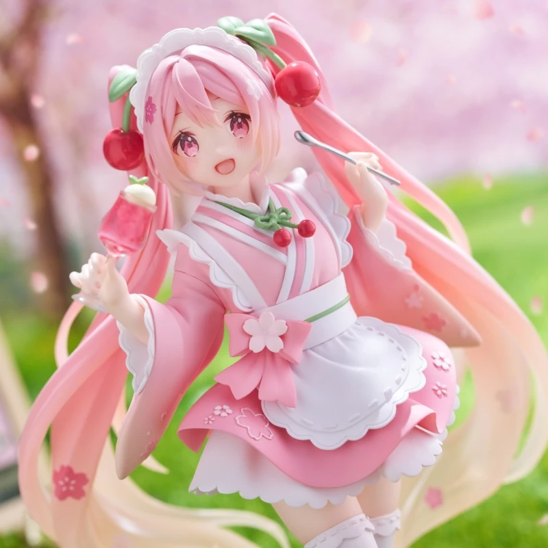 Anime Hatsune Miku Figure Coreful Sakura Wafuu Kissa Ver. Maid Original Taito Figurine Model Gk Collectible Toy Kawaii Gift