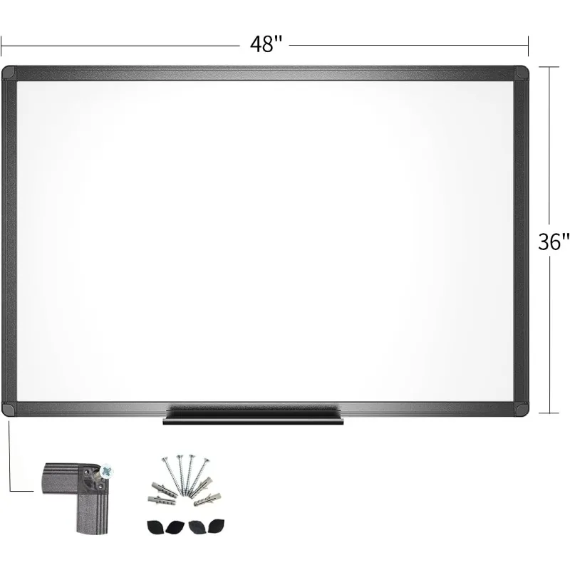 마그네틱 건식 지우기 화이트 보드, 블랙 알루미늄 프레임, 48x36 인치