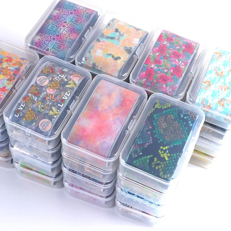 10pcs Nail Art Starry Paper Fashion Sticker Butterfly Animal Flower Flame Lace Transfer Foil Set Nail Sticker Decal Decor 4*50cm