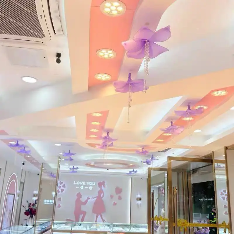 Summer Festival Jewelry Store Ceiling Decor, Grand-Opening Event Ambiance, Pearl and Lily Pendant Hanging Ornament