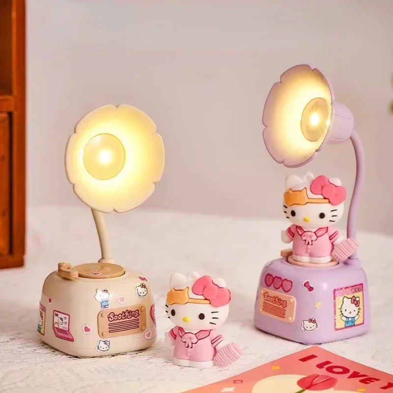 Sanrio Kawaii Cute Hello Kitty Night Light Phonograph Limited Edition Figure Room Decoration Girls Children's Toys Holiday Gift