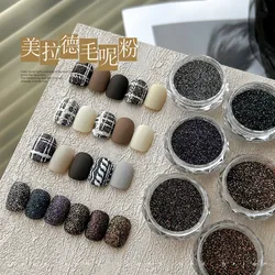 1Pcs Melrad Woolen Powder Autumn Winter White Stereo Brown Coffee Color Flash Powder Knitted Sweater Sugar Powder Nail Ornament