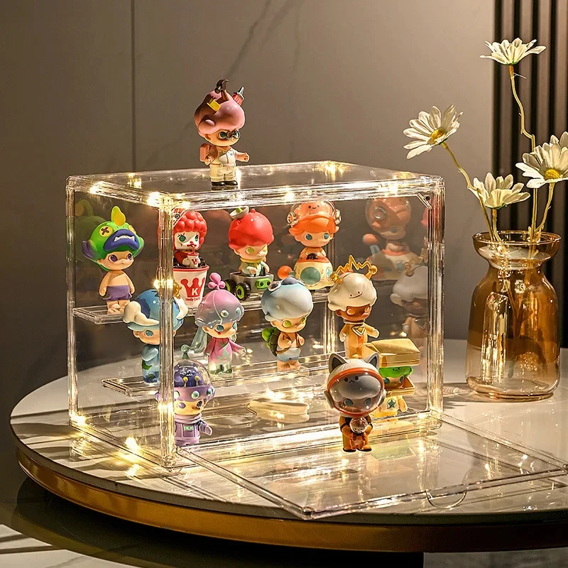 Clear Display Box for Fingures Clear Acrylic Foldable Toy Display Case for Figurines and Blind Box Dolls Action Figure Organizer