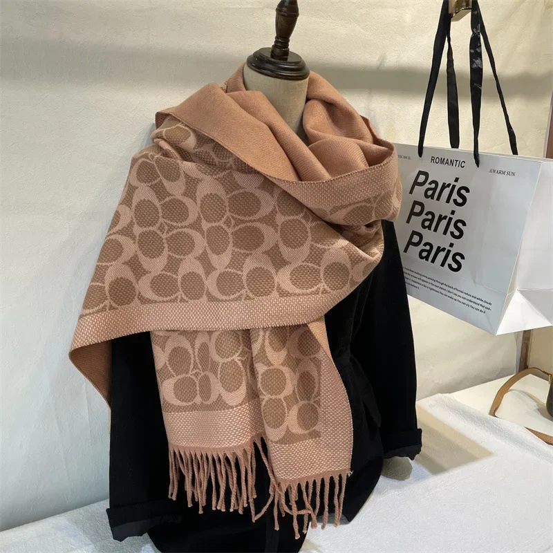 2024 New Winter Warm Cashmere Wraps Women Scarf Luxury Design Pashmina Thick Shawl Blanket Bufanda Tessel Travel Poncho Stoles