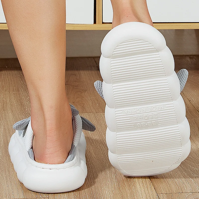 Zapatillas de tiburón Animal para mujer, plataforma, toboganes con cojín suave, zapatos de interior para sala de estar de invierno, espuma viscoelástica cálida antideslizante
