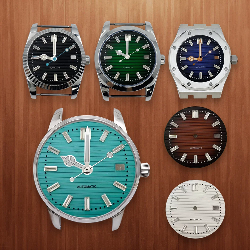 30.5mm S Dial Watch modification tools Diamond dial Fit NH35 Japanese Movement Green Luminous Stripe Dial Watch Accessories tool