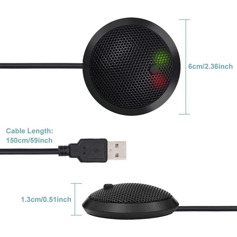 Conference USB Microphone,Omnidirectional Condenser PC Microphone with Mute Button LED Indicator,Plug&Play,for Game,Etc