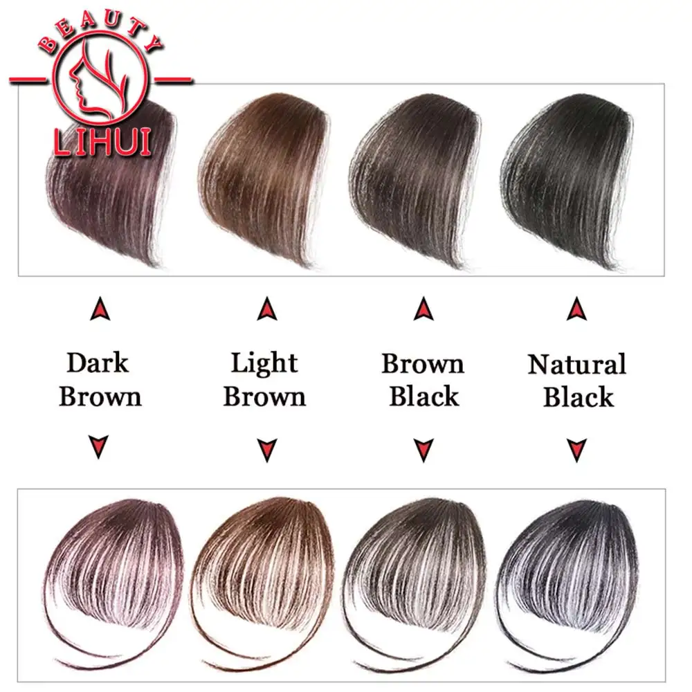 LiHui Fake Blunt Air Bangs Hair Clip-In Extension Synthetic Fake Fringe Natural False hairpiece For Women Clip In Bangs