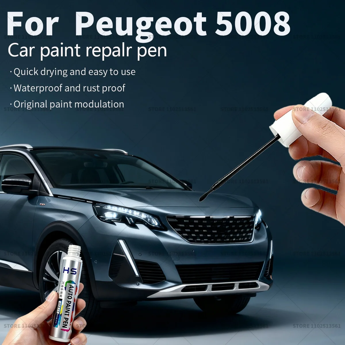 

Ручка для ремонта автомобильной краски, средство для удаления царапин, автоаксессуары «сделай сам», жемчужно-белый KWE Crystal Black KTV Blue EDZ для Peugeot 5008