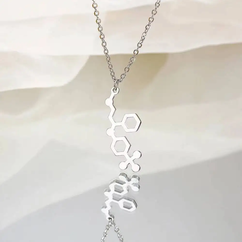Prozac Molecule Pendant Necklace Fluoxetine Medical Biology Science Teacher Jewelry In Stainless Steel