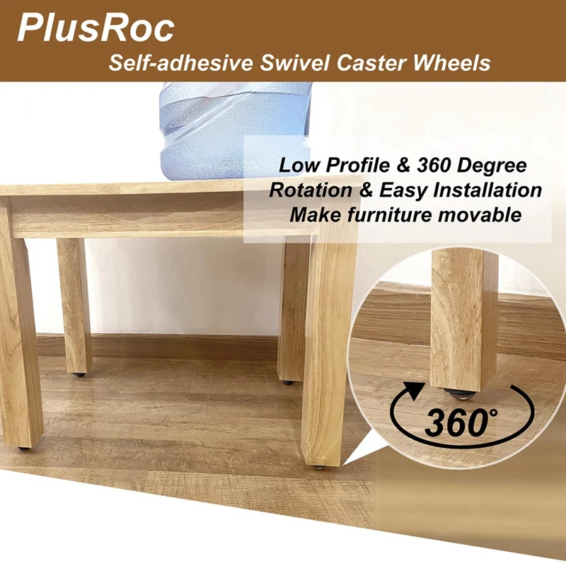 8 Pack Self Adhesive Caster Wheels For Furniture, Load Capacity 28LBS Per Wheel, Low Profile Swivel Wheels Easy Install