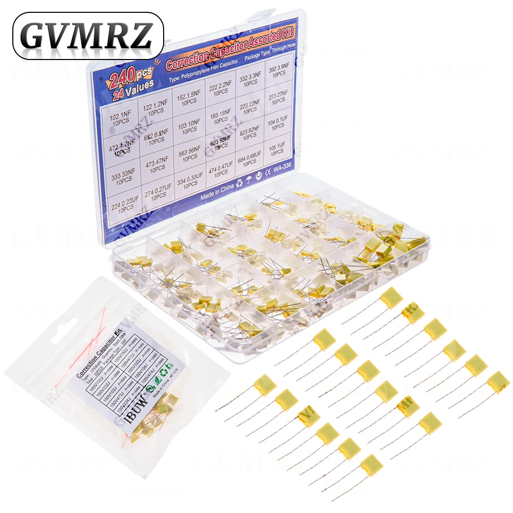 Polypropylene Safety Plastic Film kit 100nf 220nf 10nf 47nf 22nf 1nf 0.47uf 0.1uf 330nf Correction capacitor
