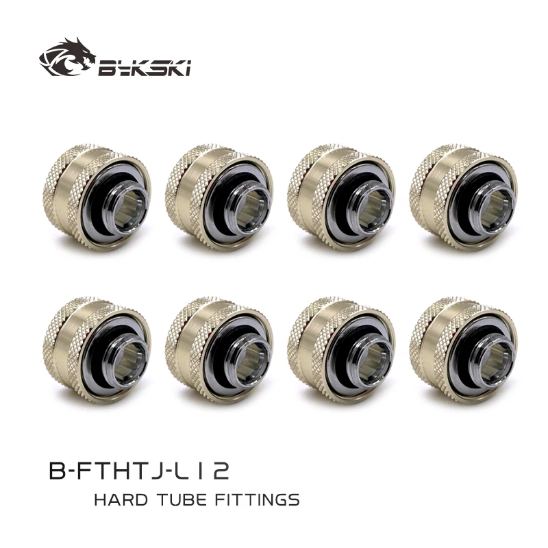 Bykski 4/6/8pcs OD16MM 14MM 12MM, Hard Pipe Fittings, PETG Tube Hand Compression, Adapter White,Black,Gold G1/4