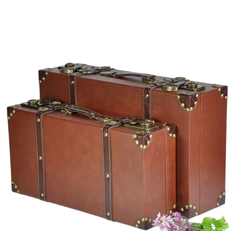 

Vintage European Storage Box Suitcase - Wooden Home Display Case, Photography Prop Luggage, Antique Decor Organizer Carry On Box