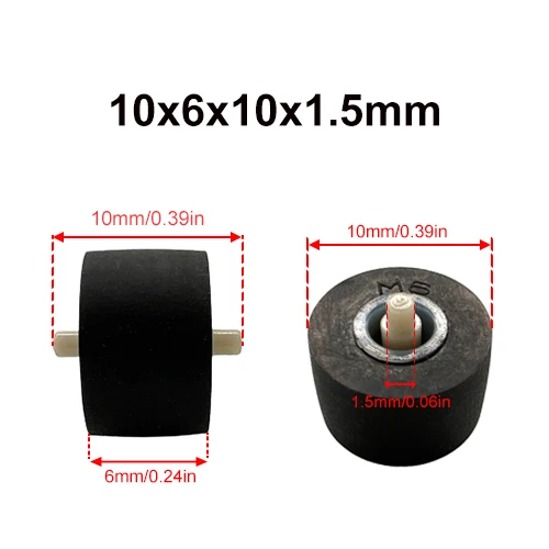 10x6x1.5x10mm Rubber Pinch Roller Wheel With Shaft For Tape Recorder Pressure Cassette Deck Movement Audio Component Accessories