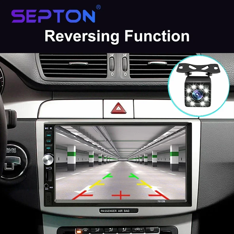 SEPTON 7'' Car Stereo Radio  Automotive Mirror Lin-k for Universal Car MP5/FM/BT/USB 2Din Carplay Touch Screen Multimedia Player