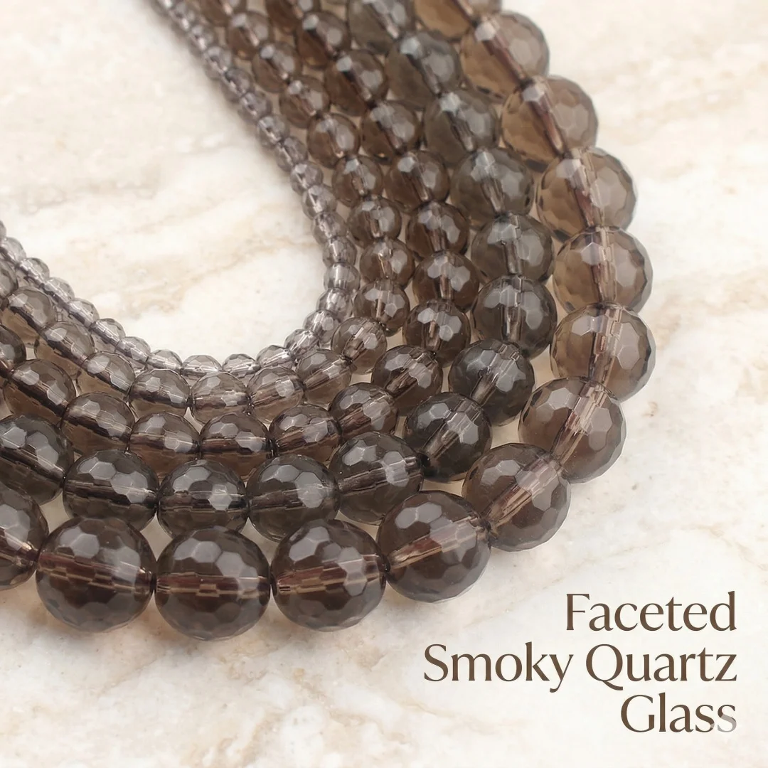 Natural Faceted Smoky Quartz Beads Round Brown Energy Crystal Loose Spacer Stone Beads for Jewelry Making DIY Bracelet Necklace