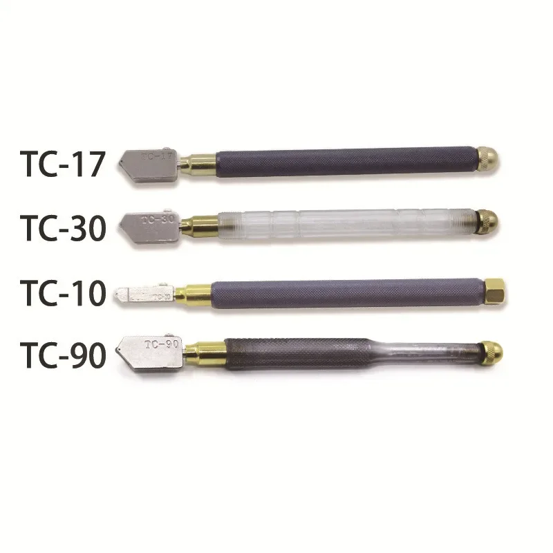 TC-17/30/90/10 Glass Cutter Diamond Head Steel Blade Straight Cutting Self-oiling Anti-skid Handle for Manual Tool Cutting