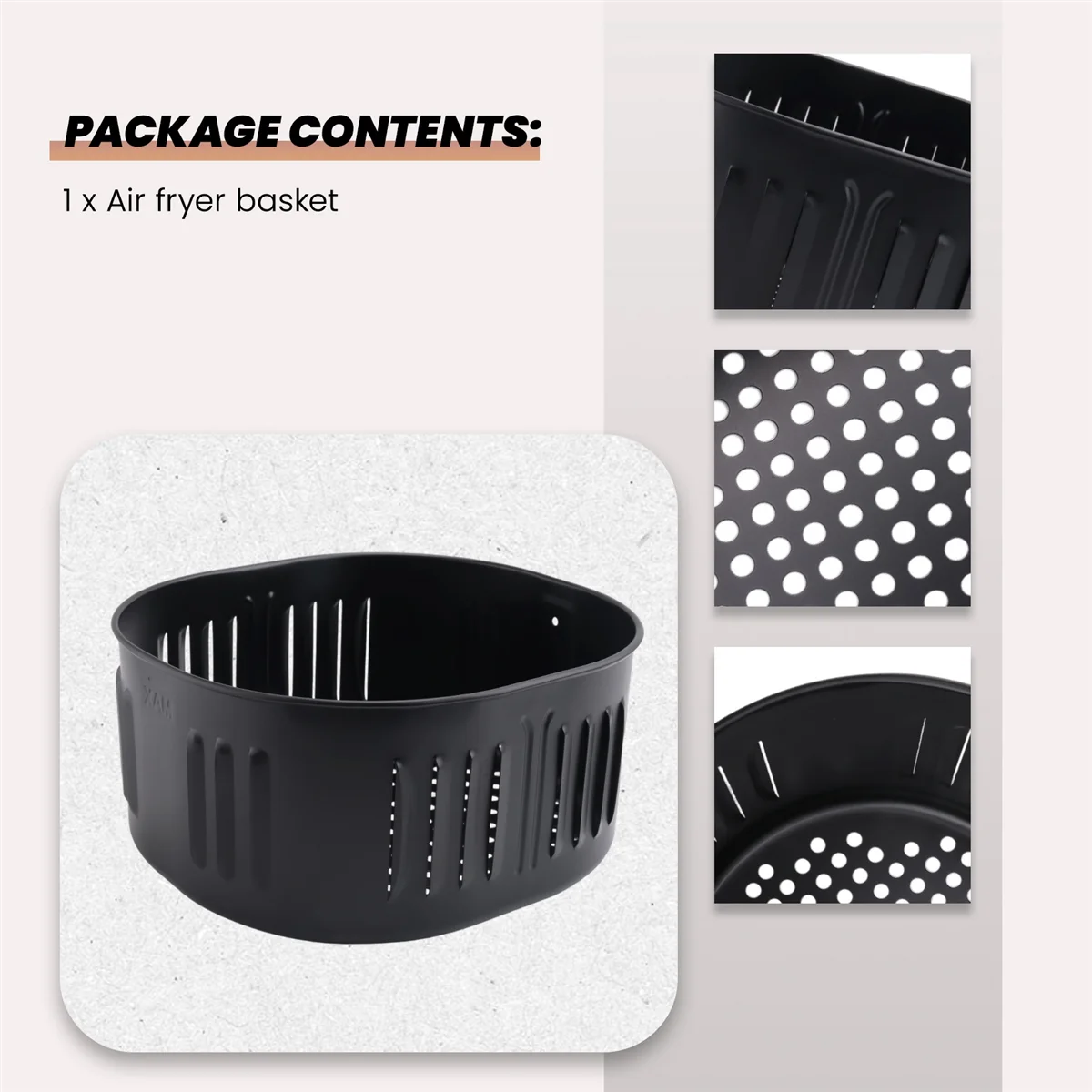 Power XL DASH Cozyna 5.5Qt용 FZFZ 교체 바구니, 액세서리 블랙