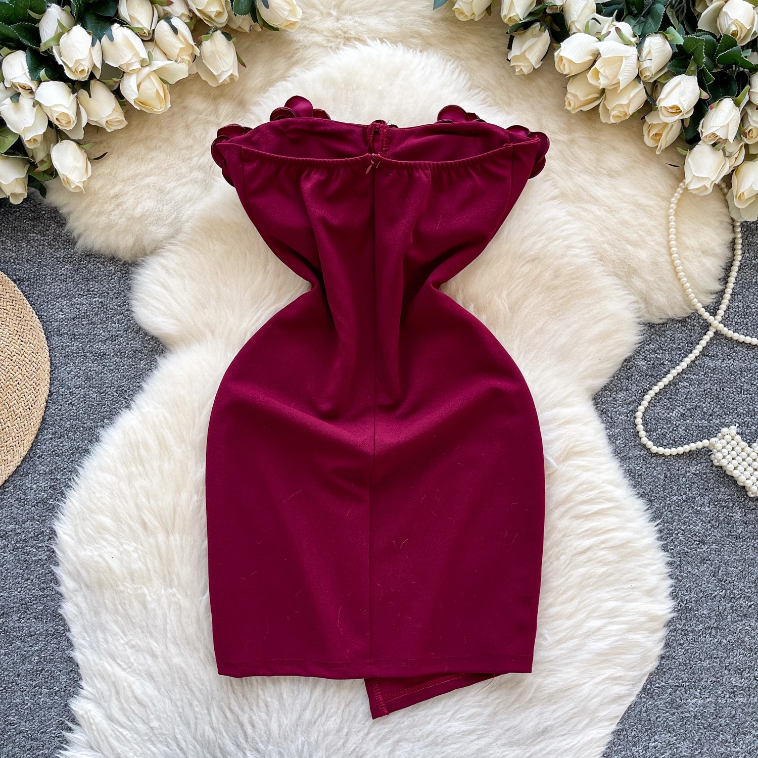 Chic vintage Three-dimensional split slim Elegant Fairy korean fashion dress women clothing mini dress