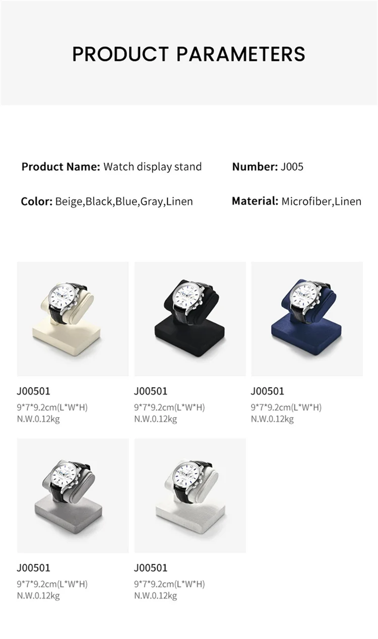 Oirlv Wrist Watch Display Stand Microfiber Watch Storage Rack Necklace Bracelet Organizer Rack Bangle Watch Holder Showcase Rack